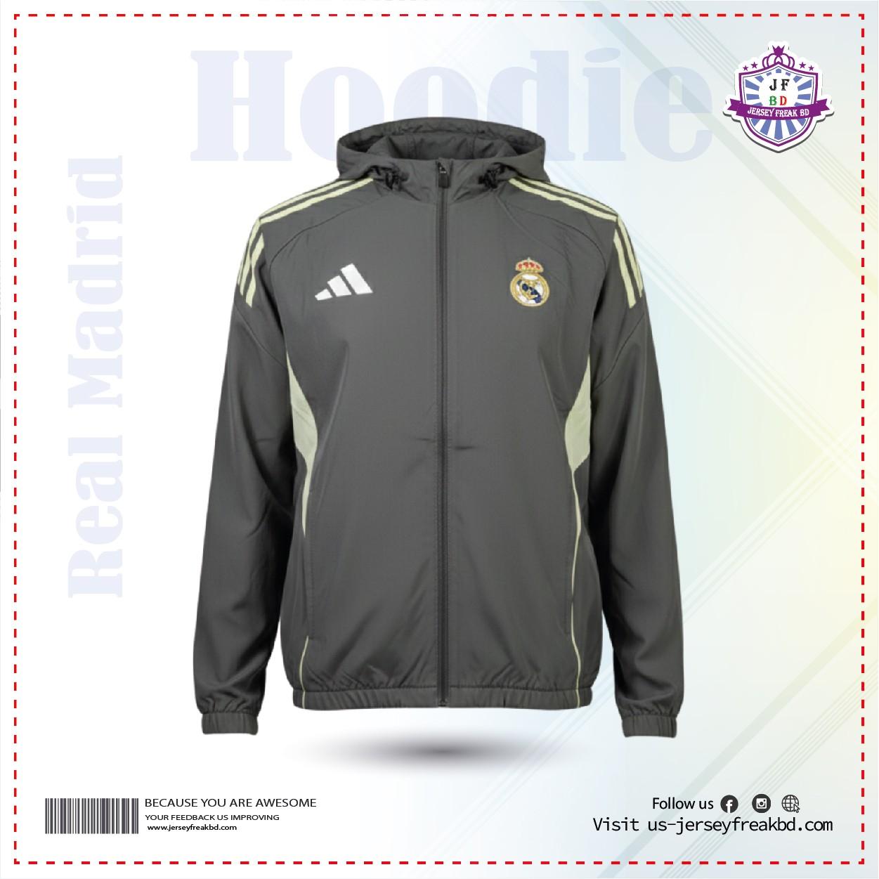Real Madrid Ash Hoodie wind Breaker