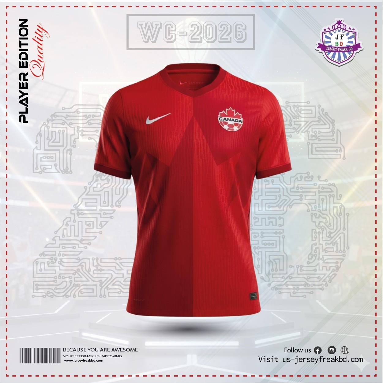 Canada 2026 World Cup Home Kit Player Half