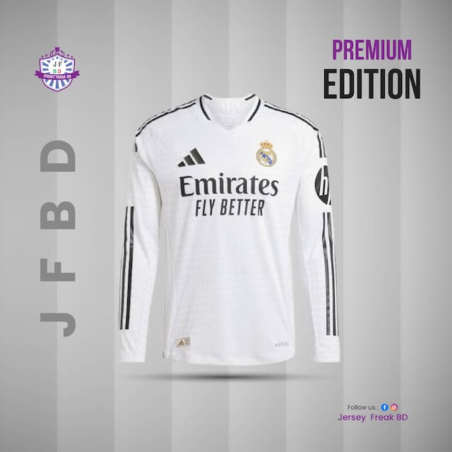 Real Madrid Home 24-25 Full-Sleeve Match Kit Player Version