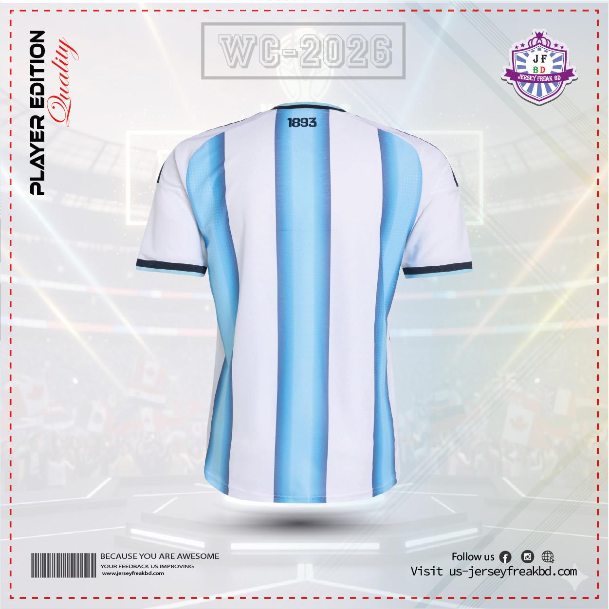 Argentina  2026 World Cup Home Kit Player Version Half