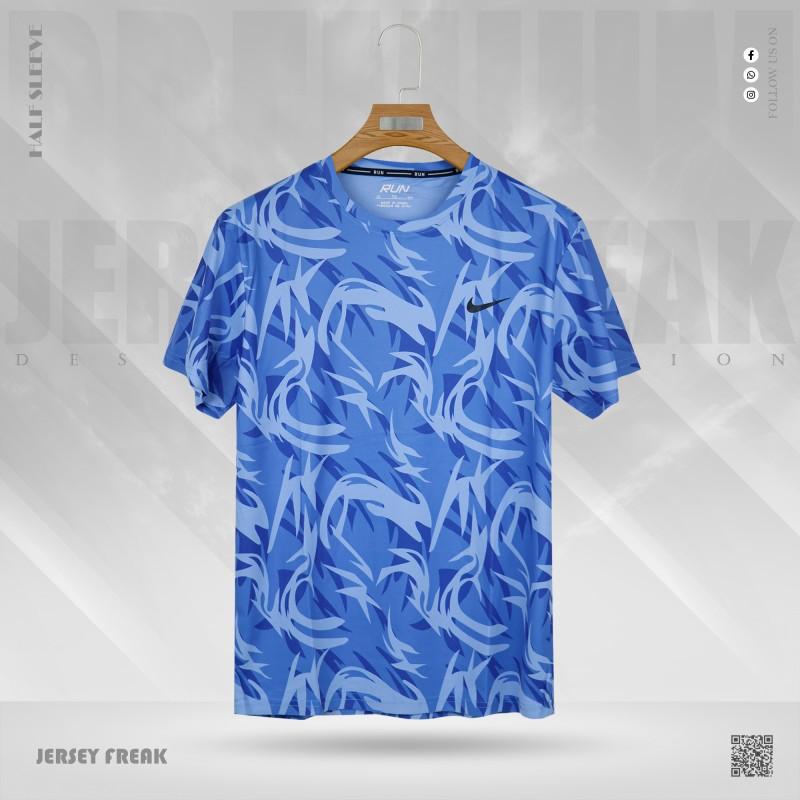 Nike Blue Abstract Half-Sleeve T-Shirt