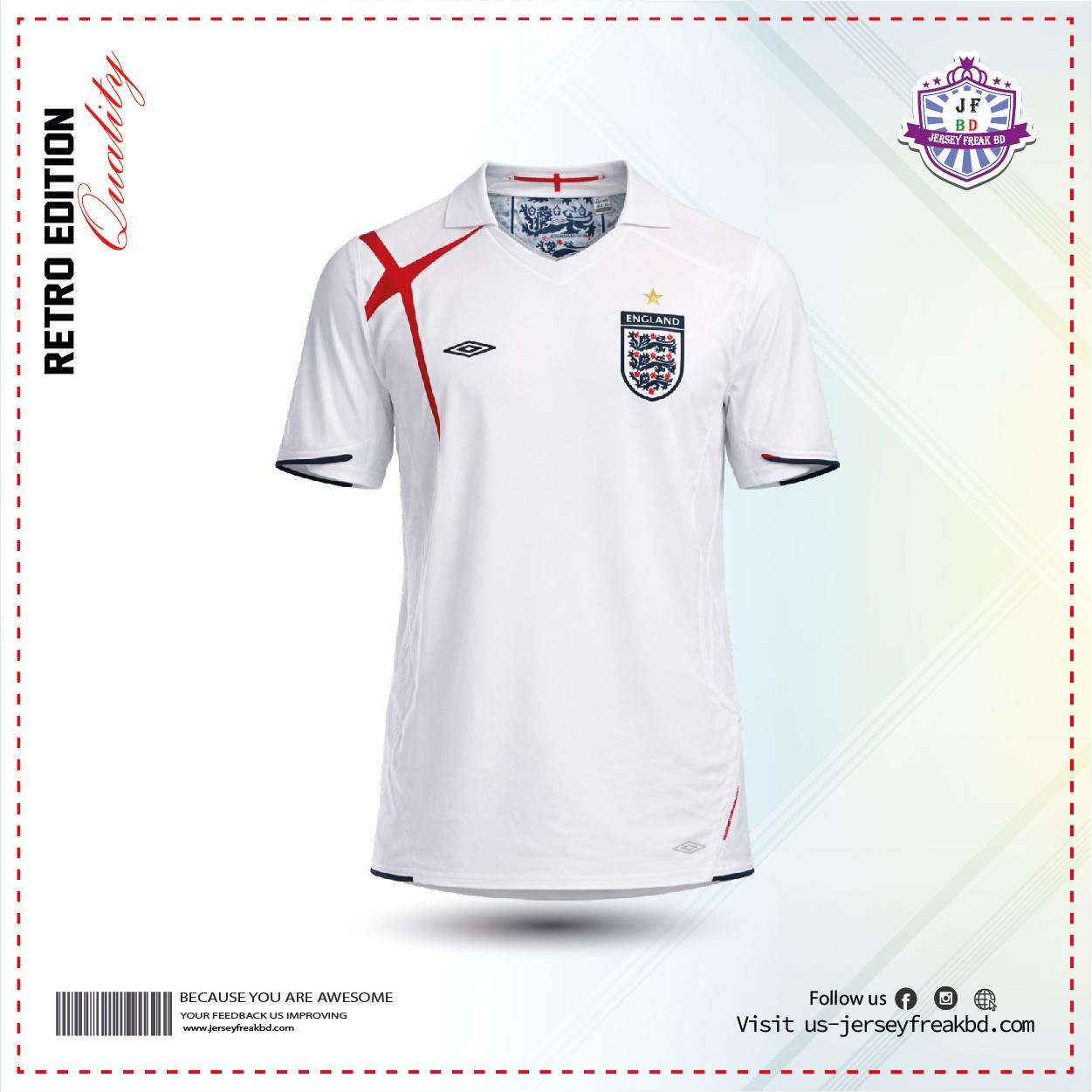 England 2006 World Cup Home Retro Kit Half