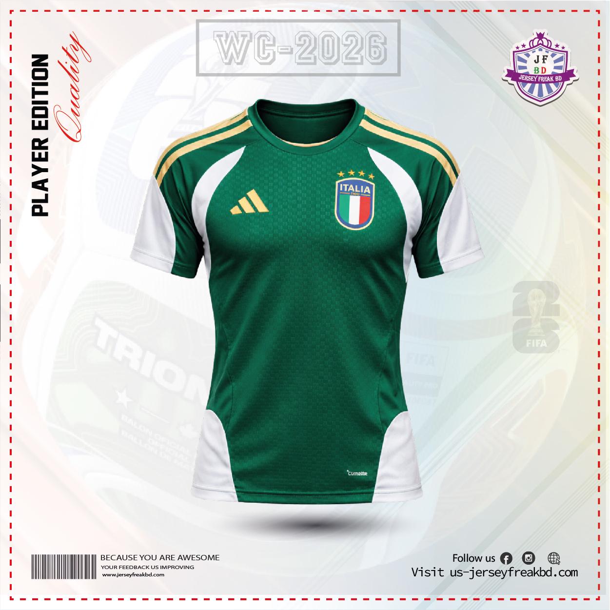Italy 2026 Green Training Player Half Sleeve