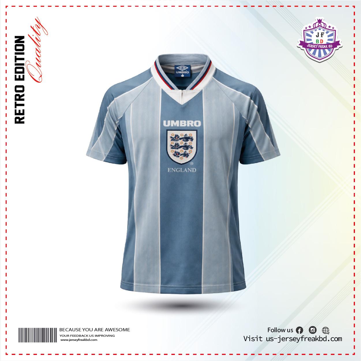 England 1996 Away Retro Kit Half