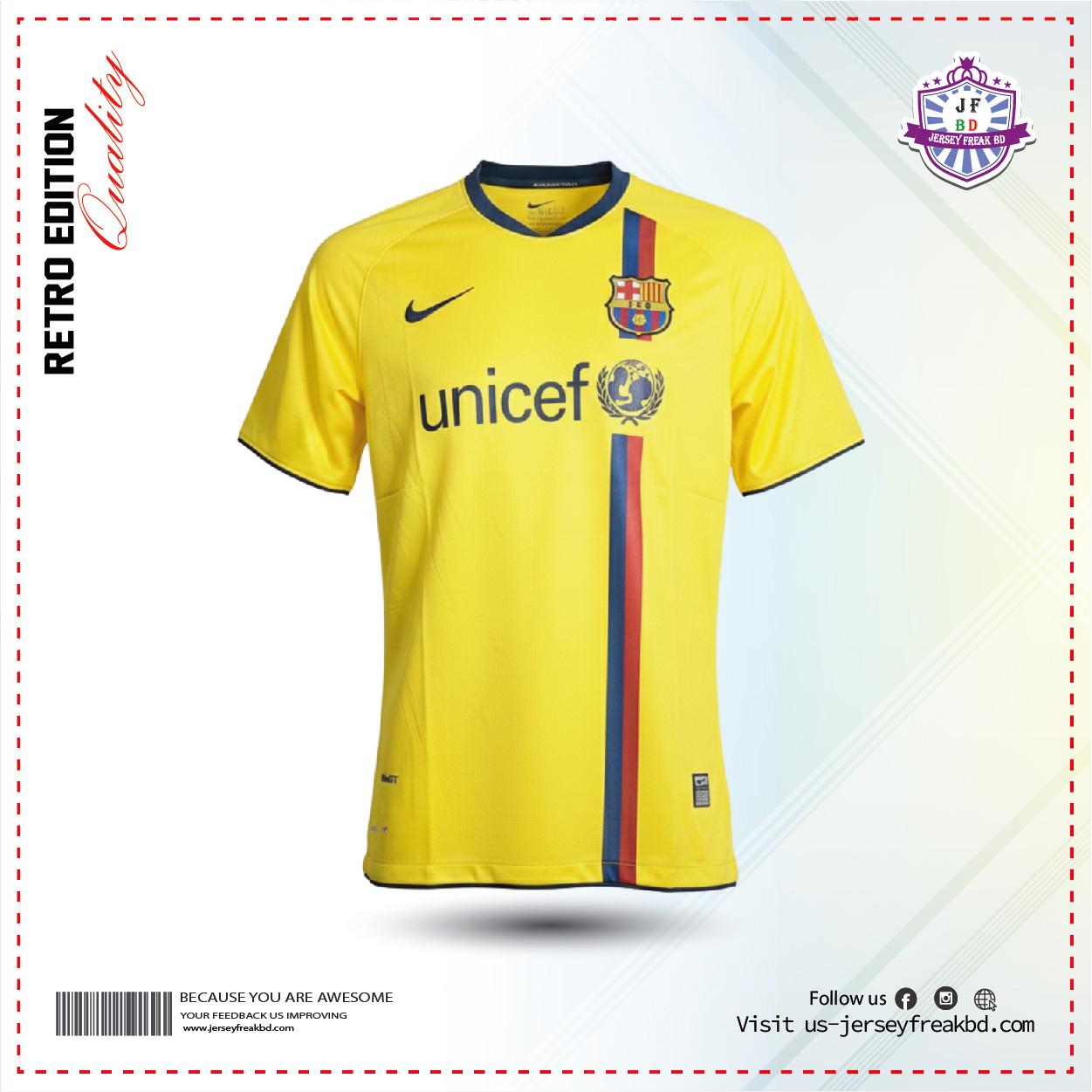 Barcelona  2008/09 Away Kit Retro Half