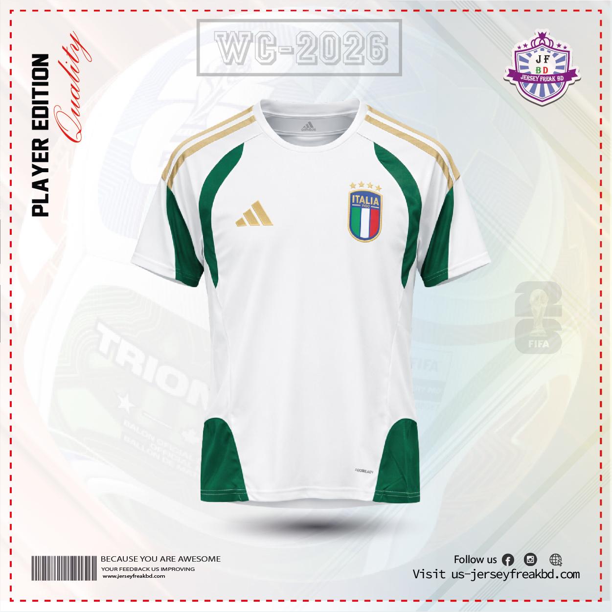 Italy 2026 White Training Player Half Sleeve