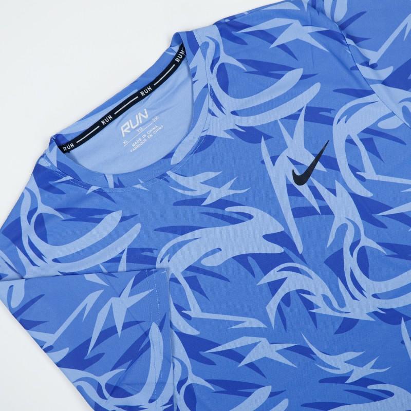 Nike Blue Abstract Half-Sleeve T-Shirt