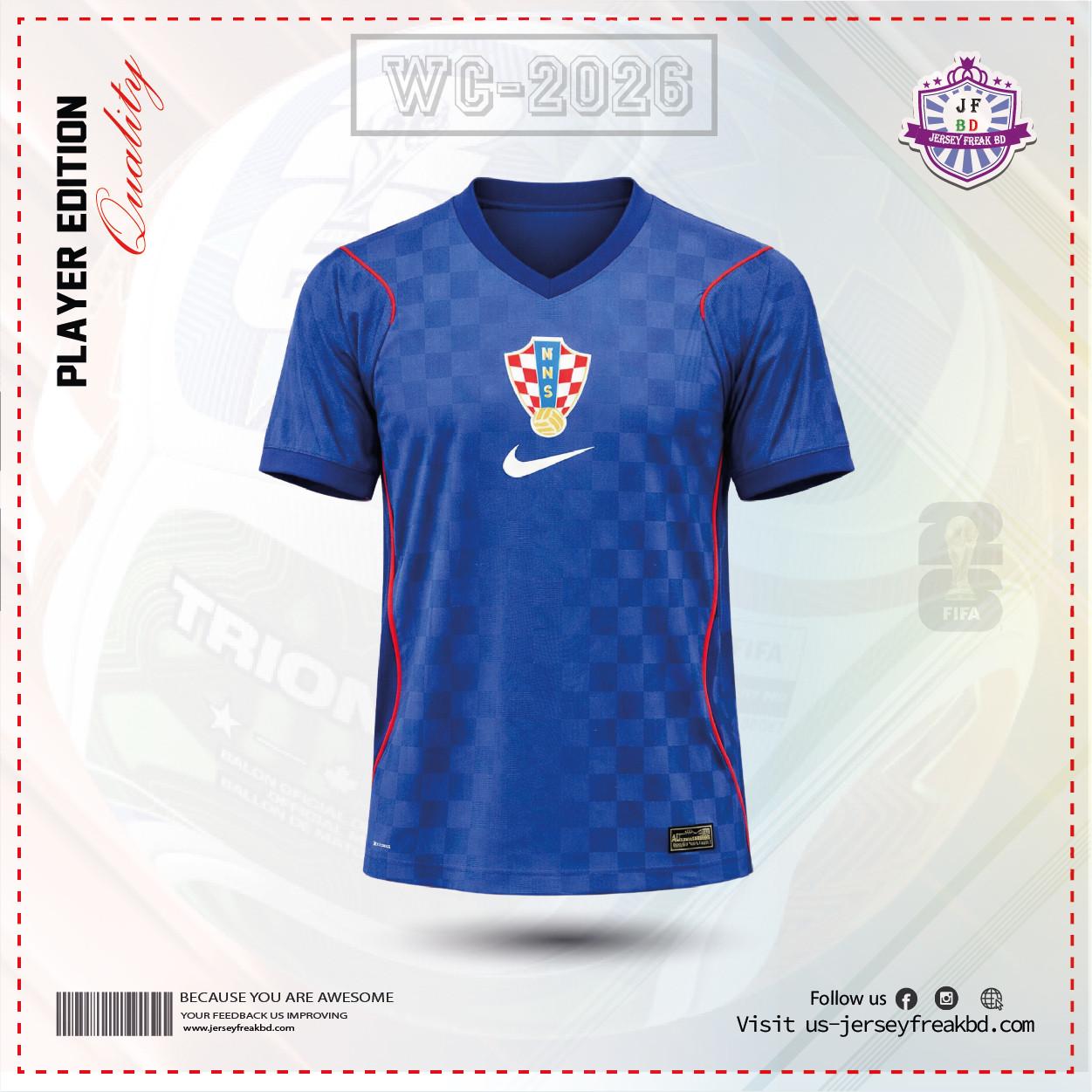Croatia 2026 World Cup Away Player Kit Half