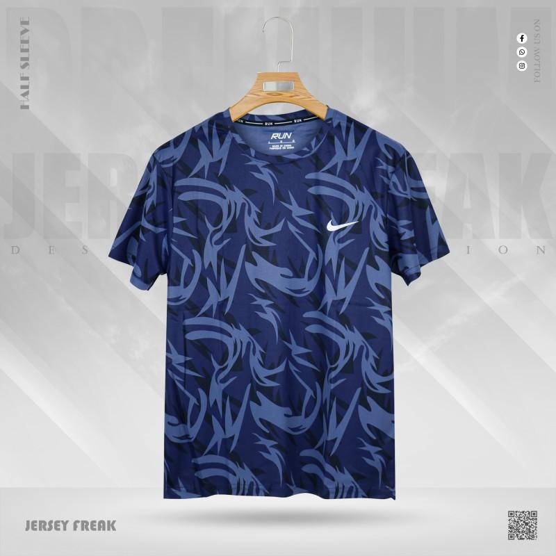 Blue Abstract Half-Sleeve Sports Jersey – Lightweight & Breathable