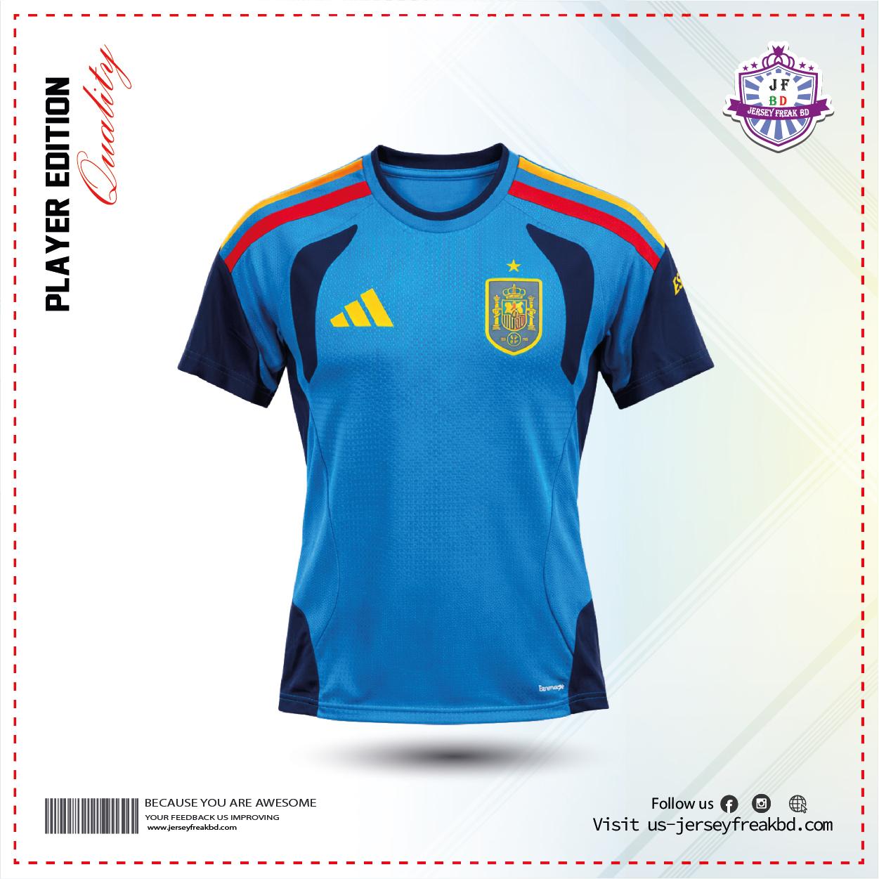 Spain 2026 Blue Training Player Half Sleeve