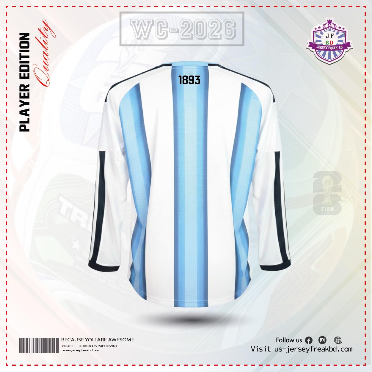 Argentina 2026 World Cup Home Kit Player Full Sleeve