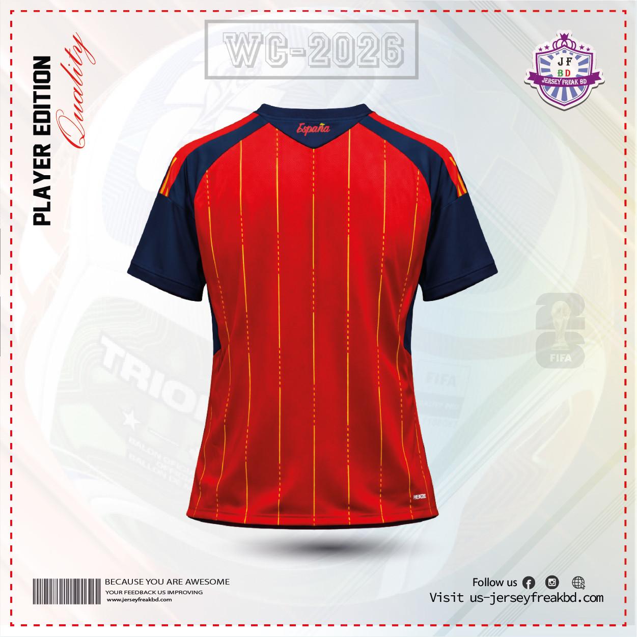 Spain 2026 World Cup Home  Player  Kit Half