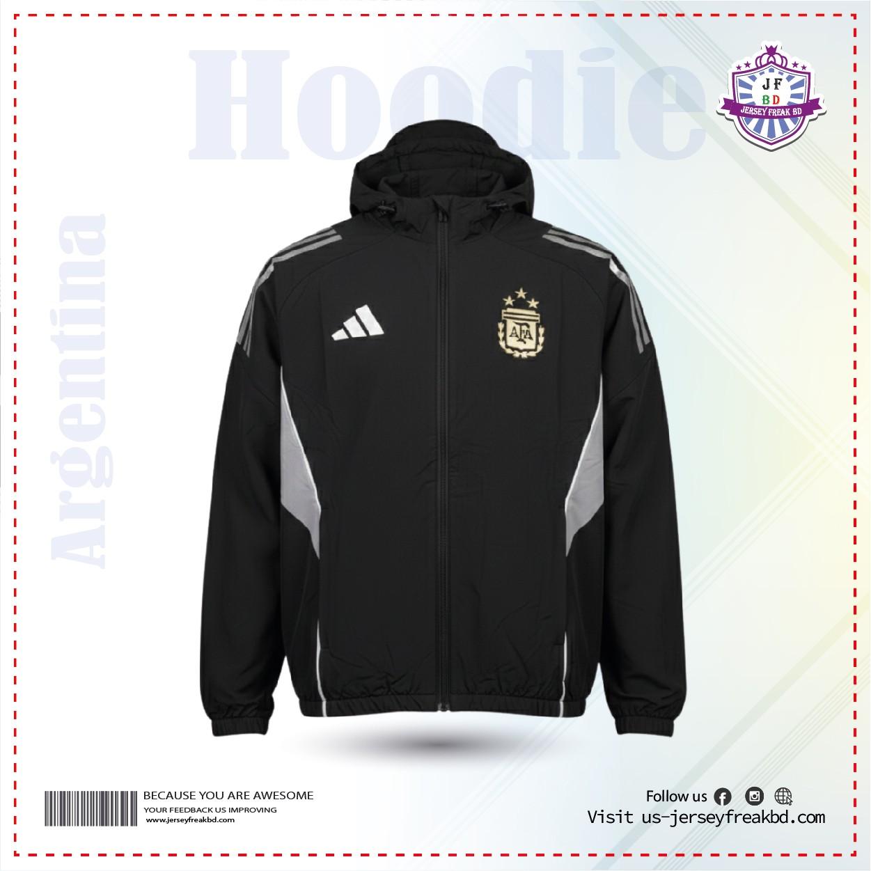 Argentina Black Hoodie wind Breaker