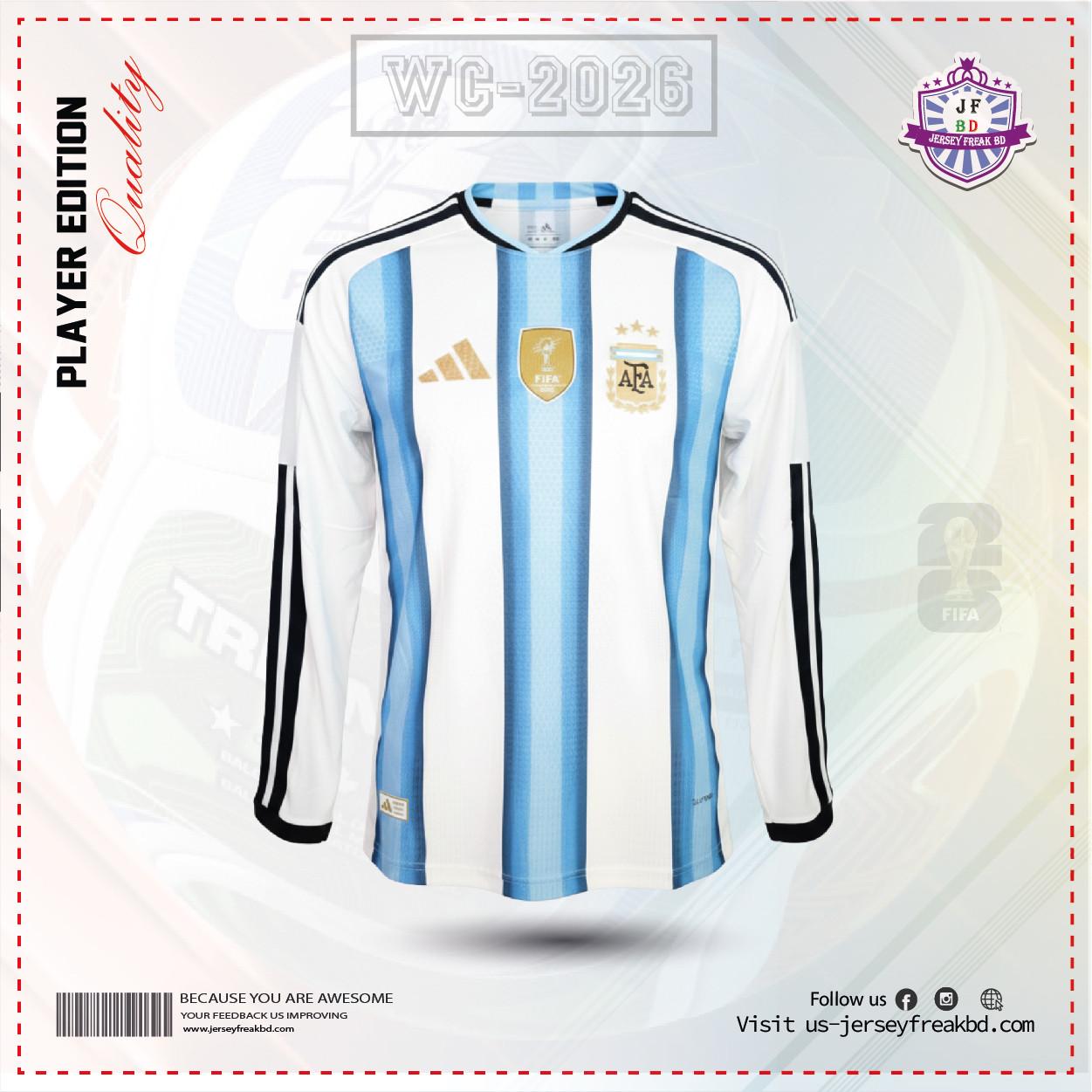 Argentina 2026 World Cup Home Kit Player Full Sleeve